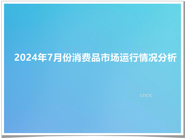 2024年7月份消费品市场运行情况分析